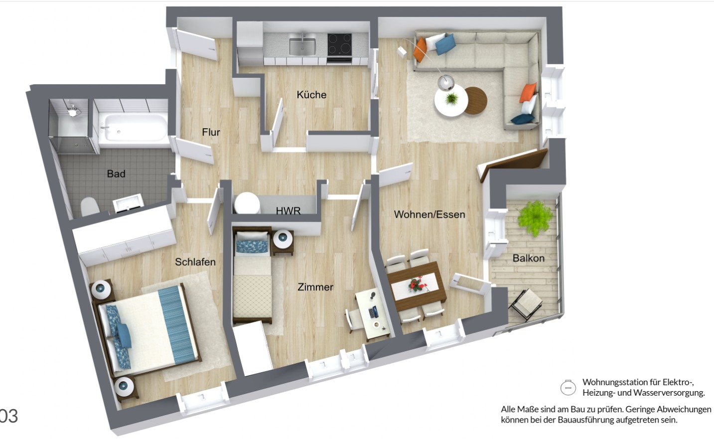 3 Raum Wohnung in Neubrandenburg, Robert-Koch-Straße